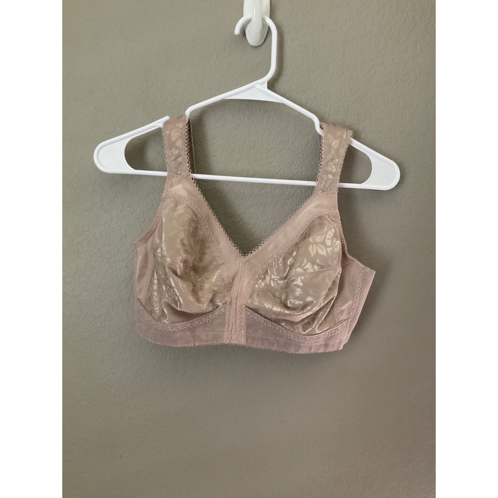 Playtex 18 Hour Ultimate Lift Support Wireless Bra 4693 Tan Floral Jacquard 38C